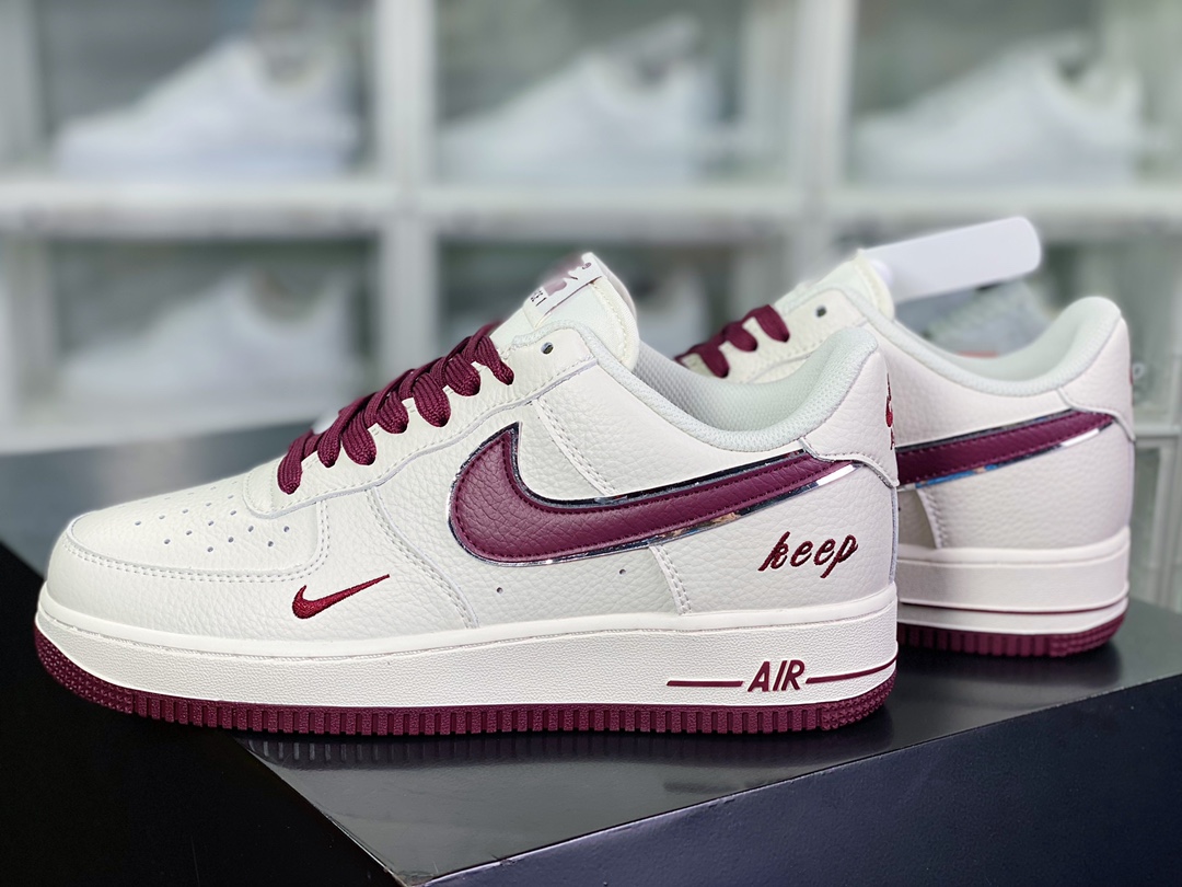 Air Force 1'07 LOW ”White /Vine Red /Silver” Air Force No. 1 Shoes ”Leather Rice Ball Red Silver Hook” BM2023-102