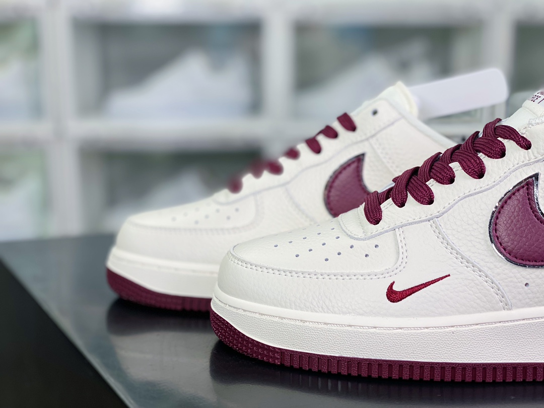 Air Force 1'07 LOW ”White /Vine Red /Silver” Air Force No. 1 Shoes ”Leather Rice Ball Red Silver Hook” BM2023-102