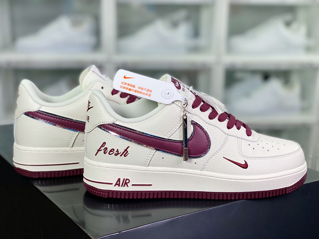 Air Force 1'07 LOW ”White /Vine Red /Silver” Air Force No. 1 Shoes ”Leather Rice Ball Red Silver Hook” BM2023-102