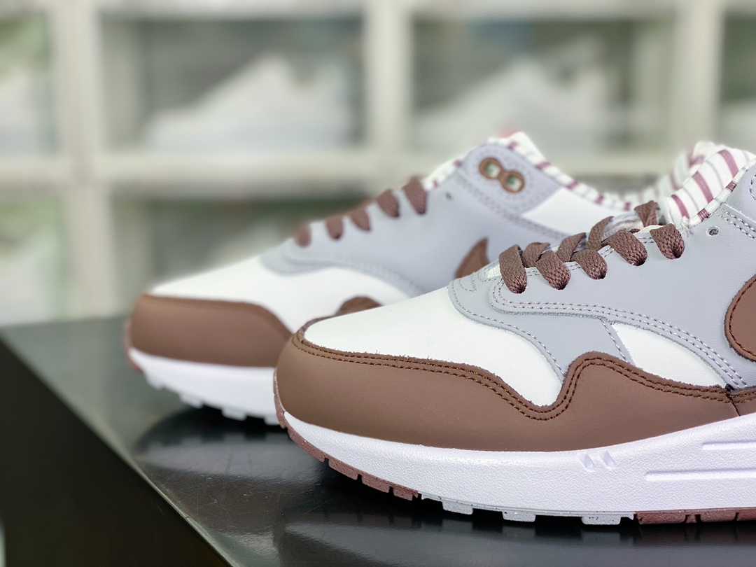 Air Max 1 ”Shima Shima” first generation retro air cushion all-match leisure sports jogging shoes ”dark brown gray Japanese” FB8916-100