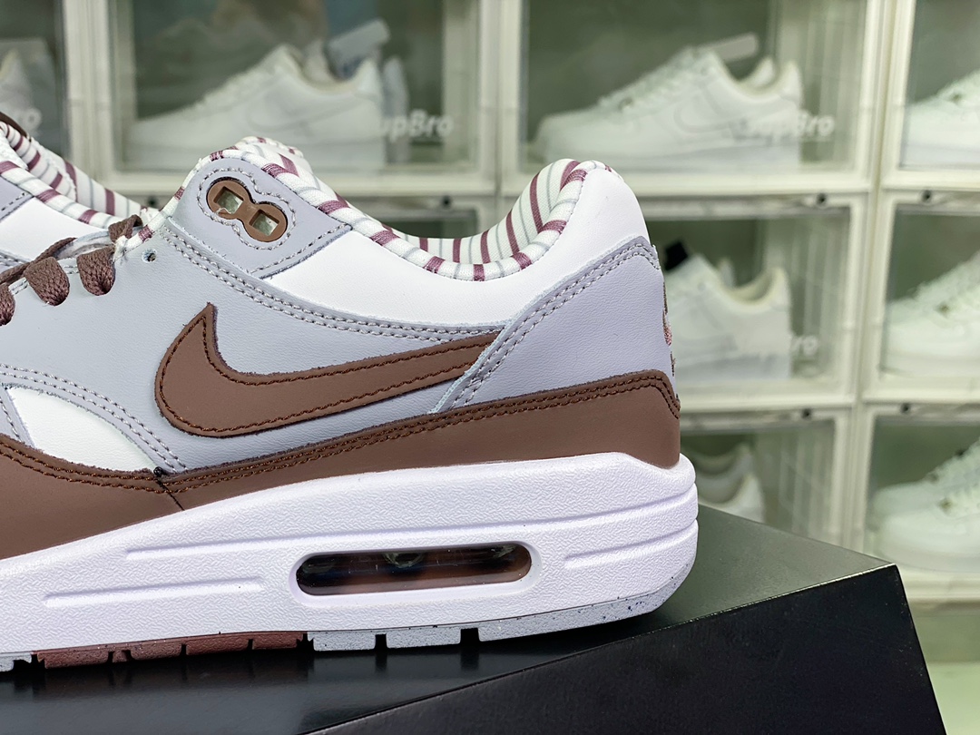 Air Max 1 ”Shima Shima” first generation retro air cushion all-match leisure sports jogging shoes ”dark brown gray Japanese” FB8916-100