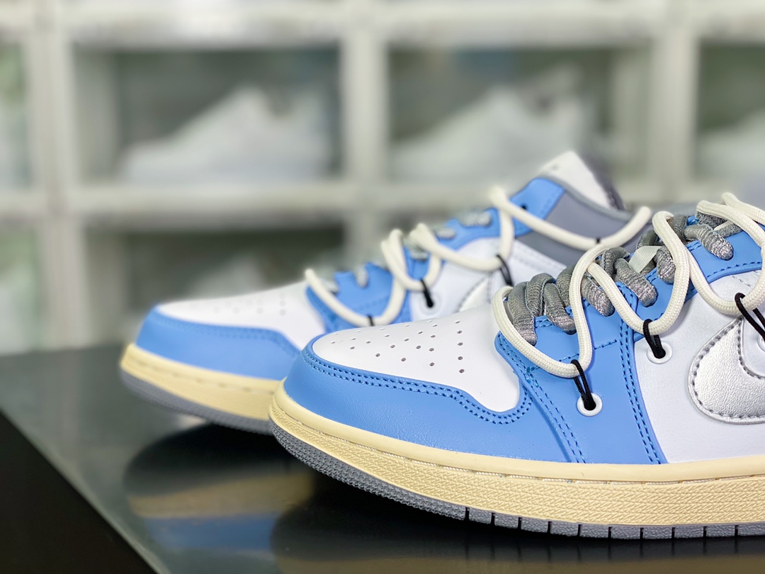 Air Jordan 1 Low SE ”Vintage Blue” AJ1 Jordan first generation low-top basketball shoes ”fog blue white smoke gray silver rope” 553558-053