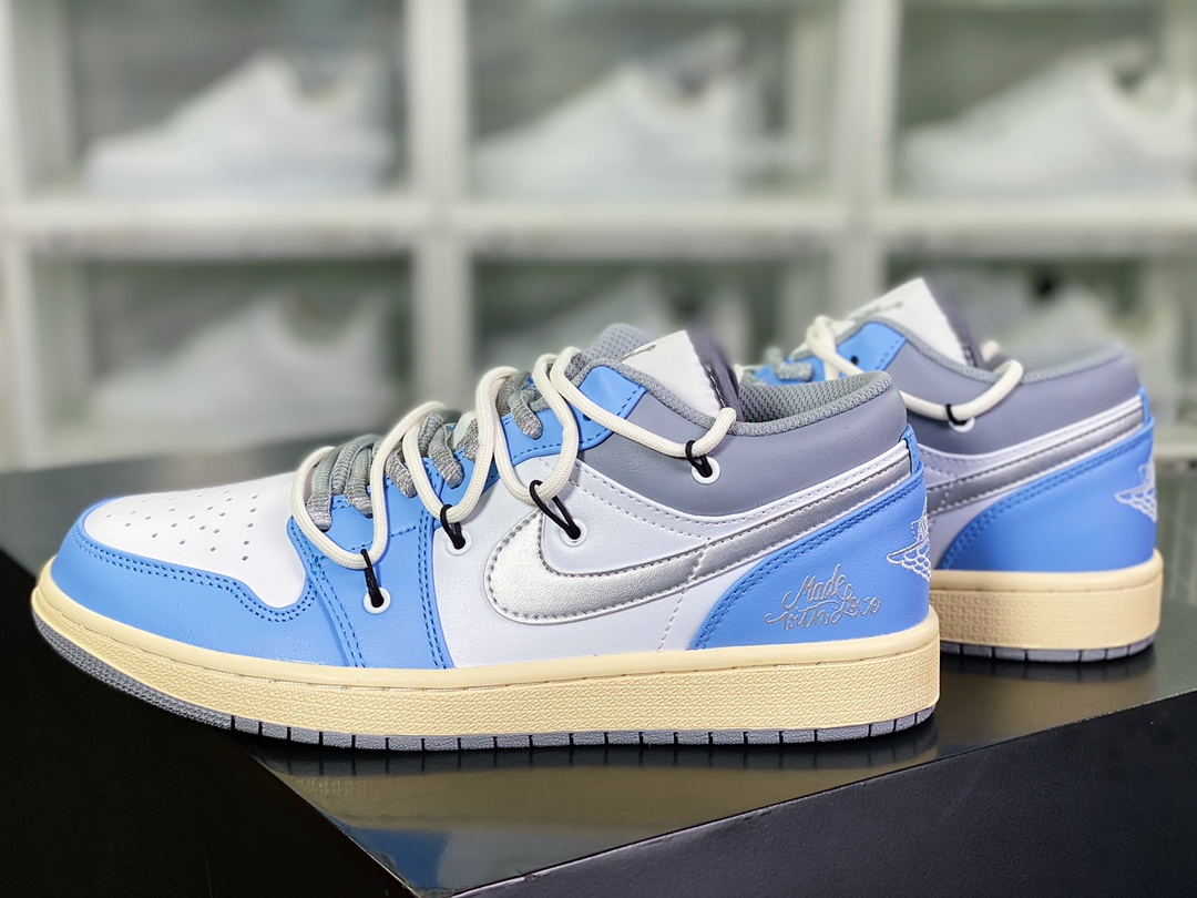 Air Jordan 1 Low SE ”Vintage Blue” AJ1 Jordan first generation low-top basketball shoes ”fog blue white smoke gray silver rope” 553558-053