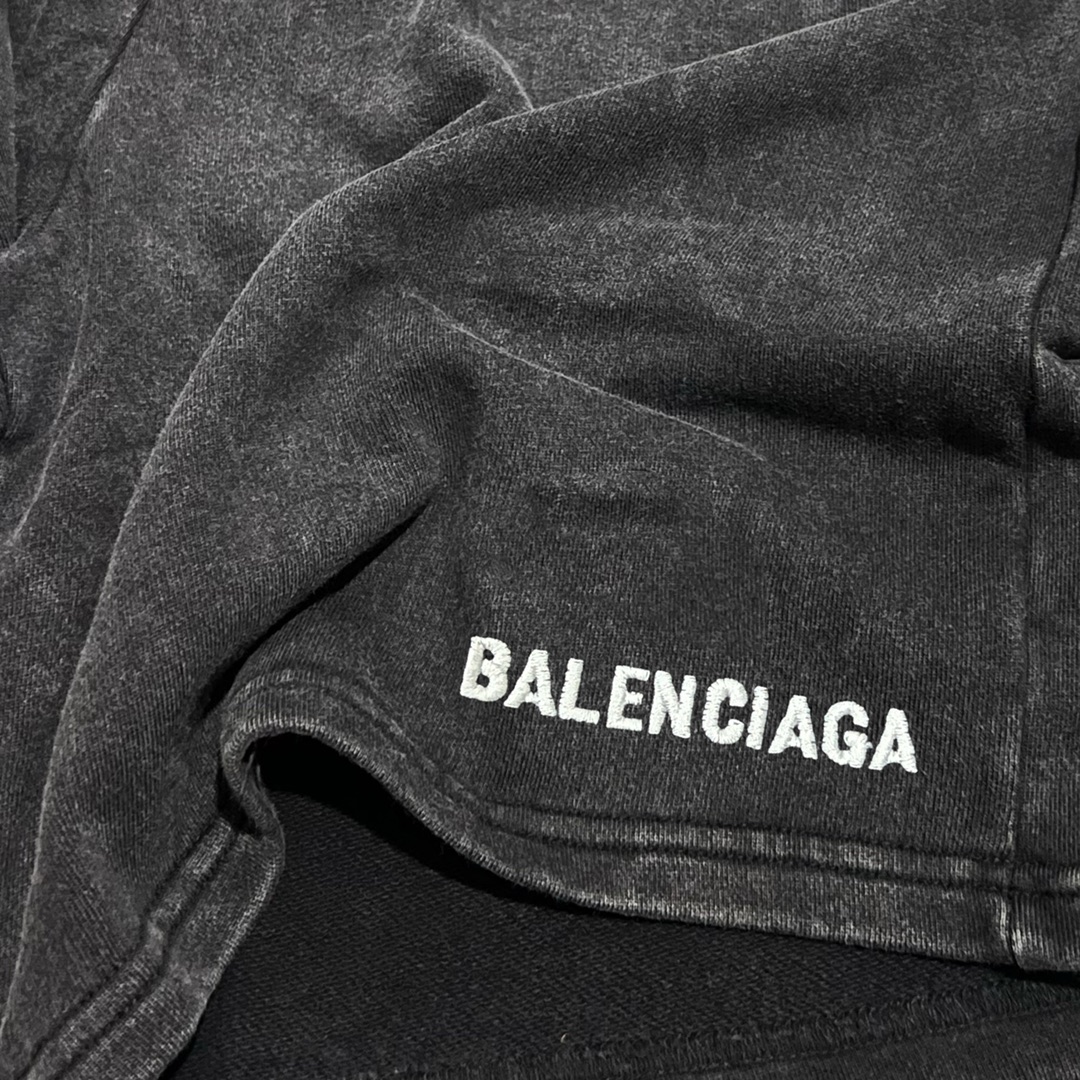 190 -BALENCIAGA/巴黎世家小标LOGO刺绣做旧休闲短裤