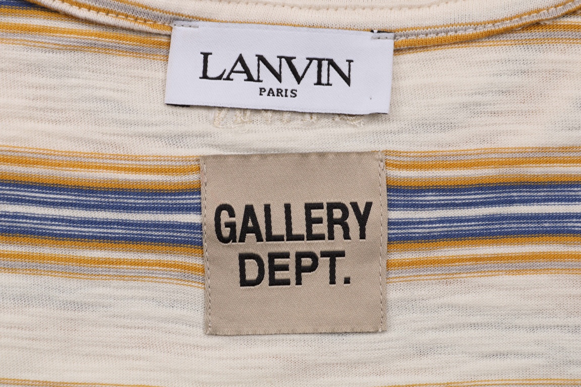 220 Lanvin x Gallery Dept联名 22ss 泼墨手绘字母刺绣短袖