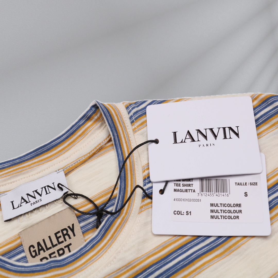 220 Lanvin x Gallery Dept联名 22ss 泼墨手绘字母刺绣短袖