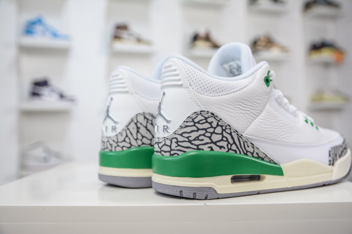 300 原装Air Jordan 3 Retro ”Lucky Green” AJ3 乔3白绿水泥 CK9246-136