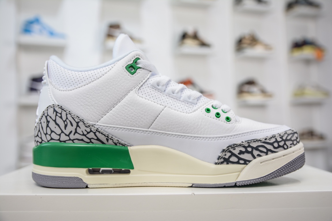 300 原装Air Jordan 3 Retro ”Lucky Green” AJ3 乔3白绿水泥 CK9246-136
