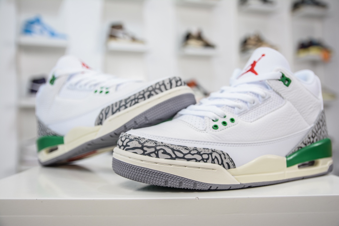 300 原装Air Jordan 3 Retro ”Lucky Green” AJ3 乔3白绿水泥 CK9246-136