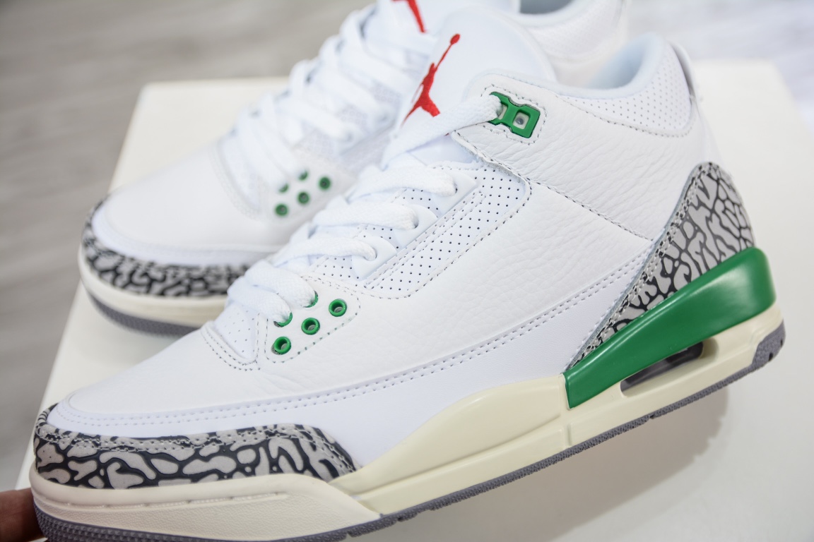 300 原装Air Jordan 3 Retro ”Lucky Green” AJ3 乔3白绿水泥 CK9246-136