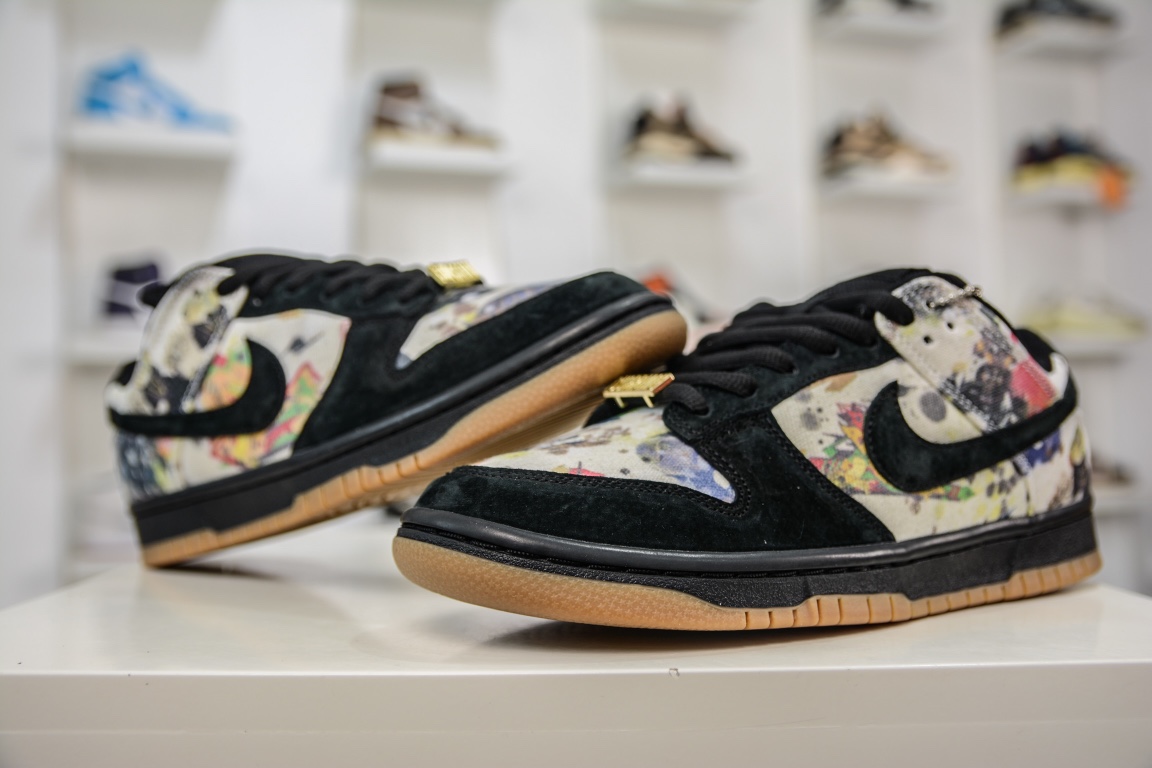 AY版纯原Supreme x NK SB Dunk Low ”Rammellzee” 独家原厂航空铝磨具打磨大底 FD8778-001