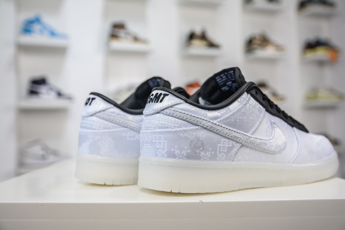 320 纯原Fragment Design x CLOT x Nike Dunk Low 白丝绸三方联名 FN0315-110