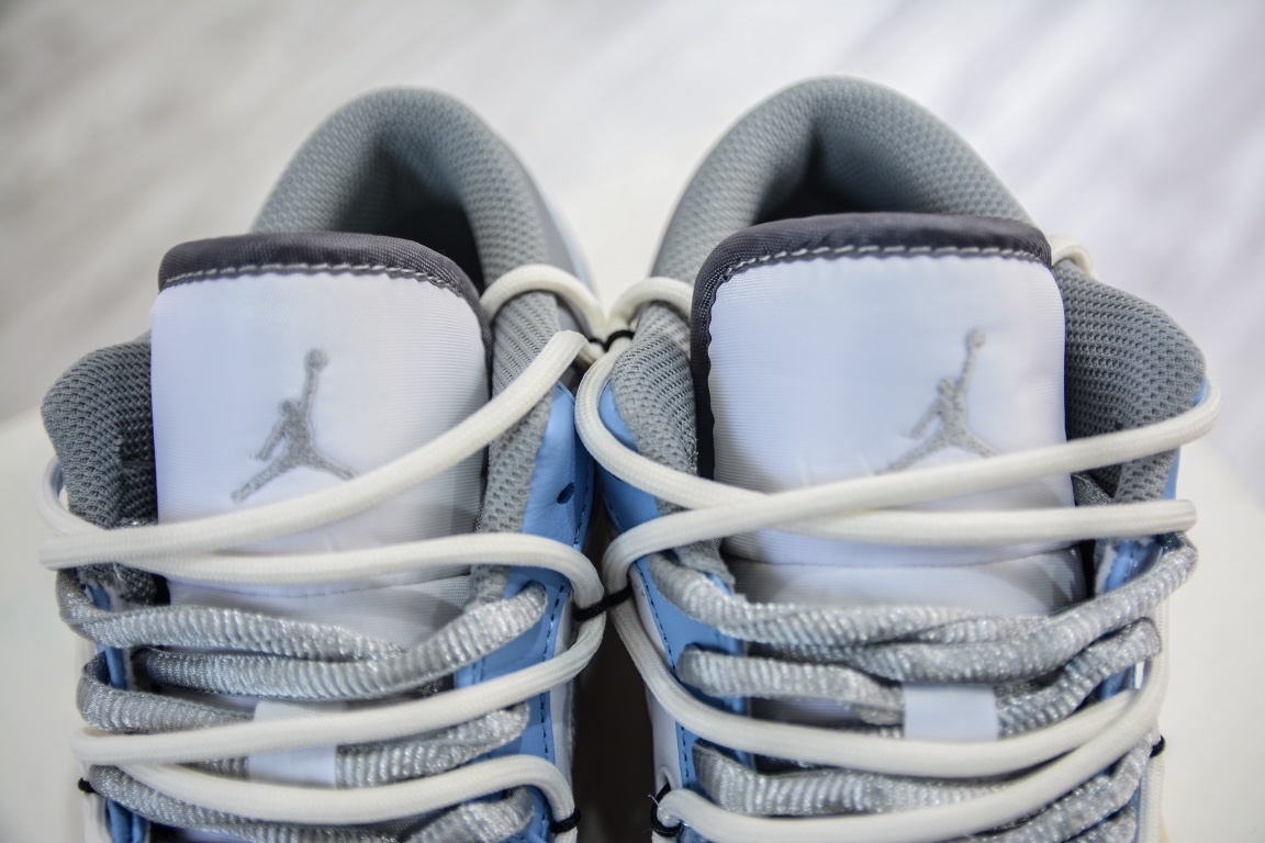 220 原装Air Jordan 1 Low 绑带白蓝银  553558-053