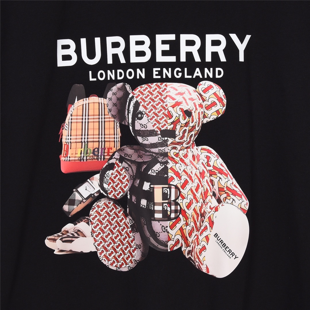 Burberry巴宝莉23ss夏季新款半印小熊Logo印花短袖