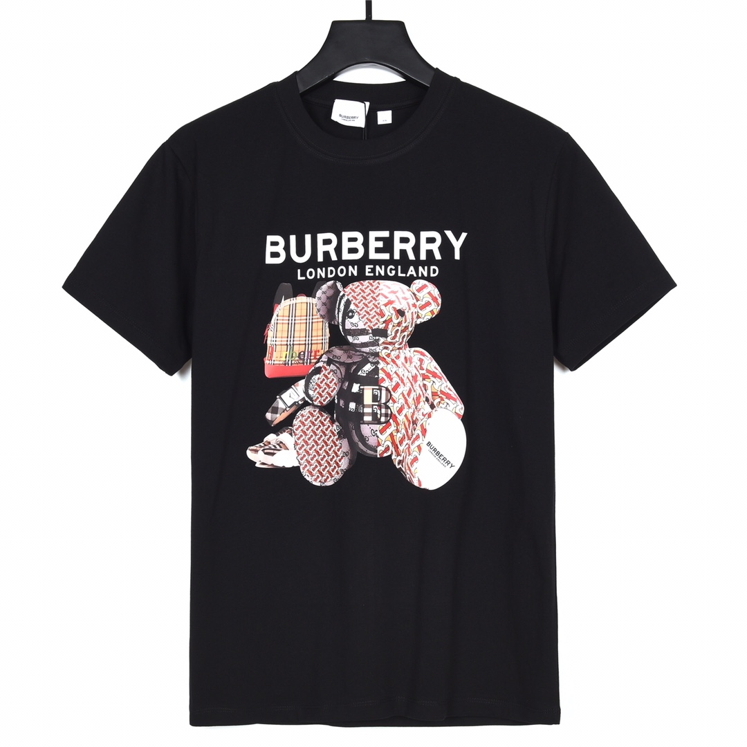 Burberry巴宝莉23ss夏季新款半印小熊Logo印花短袖