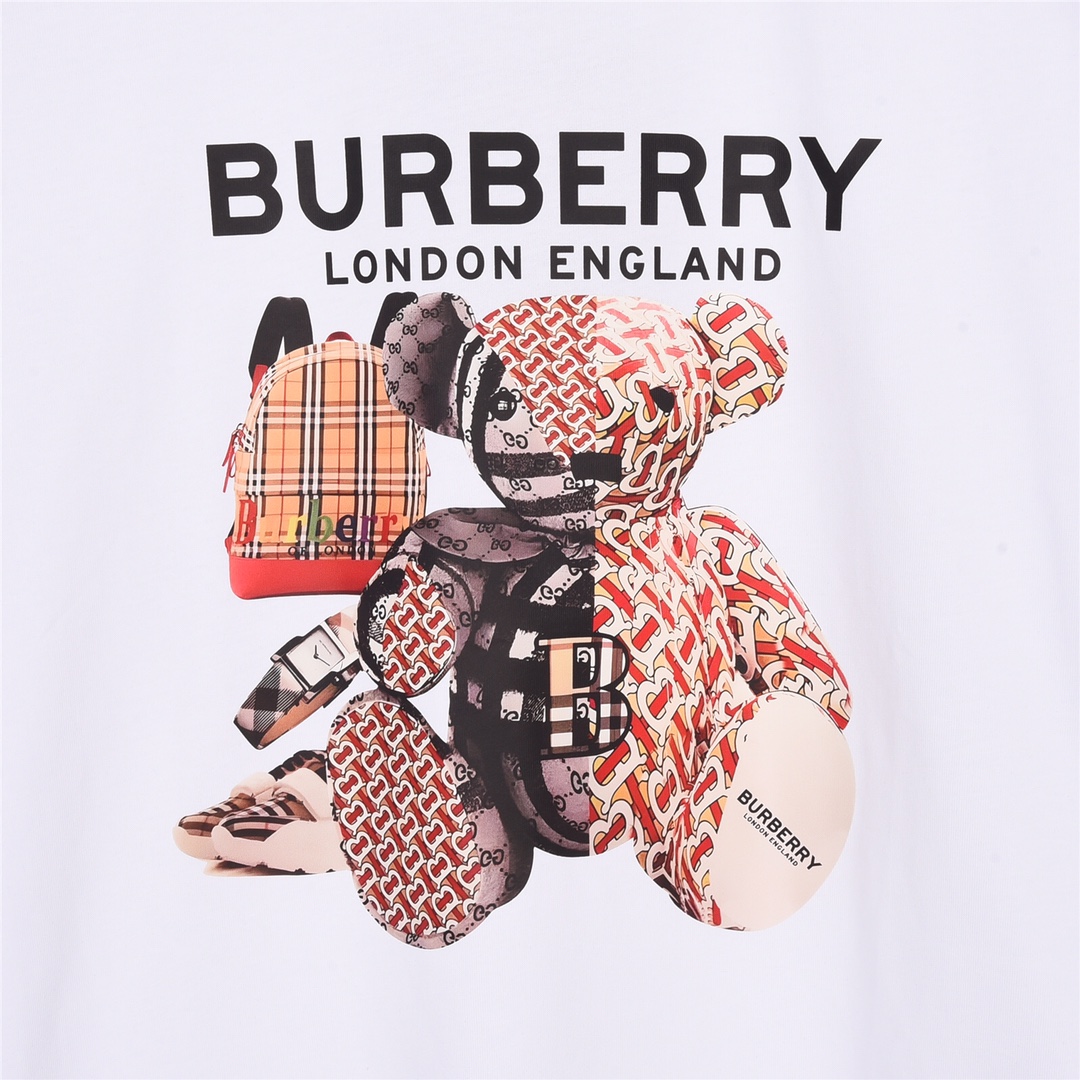 160 Burberry巴宝莉23ss夏季新款半印小熊Logo印花短袖