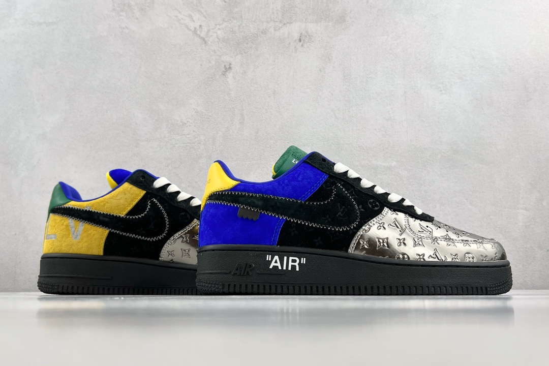 Nike x LOUIS VUITTON Air Force 1 Low Lv joint model black silver yellow 1A9VCH