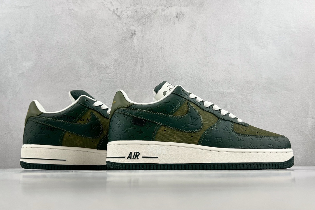 Louis Vuitton x Nike Air Force 1Low Black and Green LV Joint
