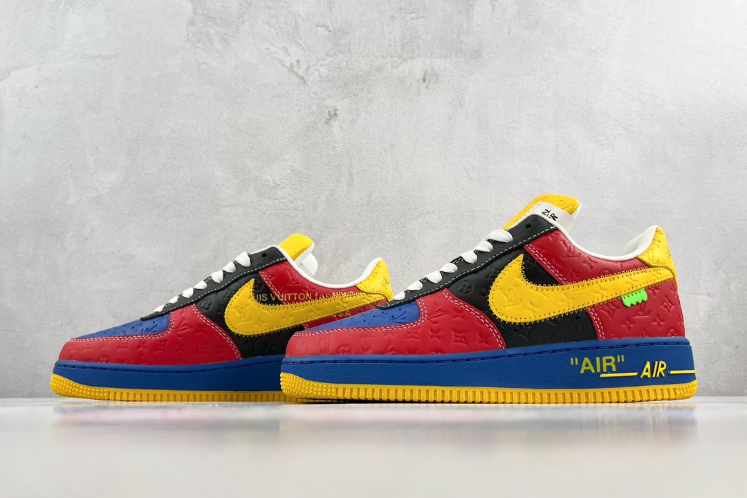 [Limited Edition] Louis Vuitton x Nike Air Force 1 Low Red, Black and Blue LV Joint