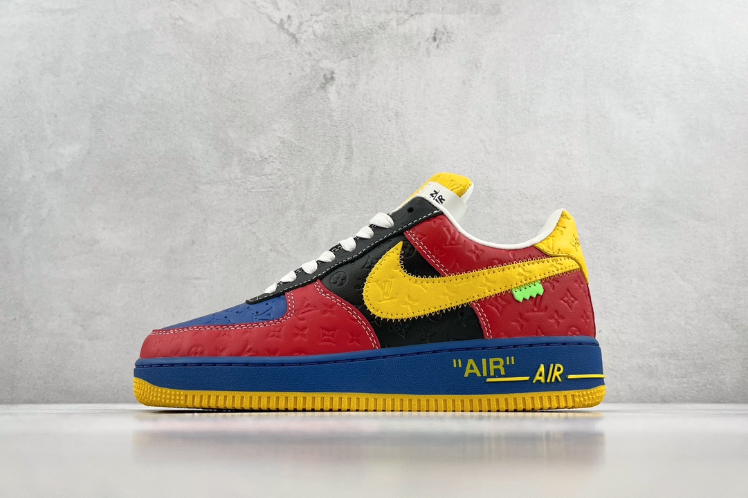 [Limited Edition] Louis Vuitton x Nike Air Force 1 Low Red, Black and Blue LV Joint