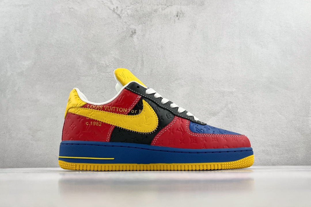 [Limited Edition] Louis Vuitton x Nike Air Force 1 Low Red, Black and Blue LV Joint