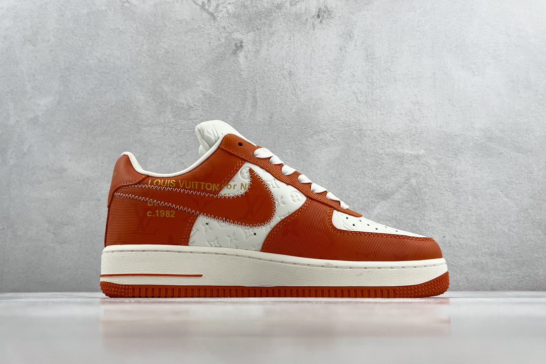 Louis Vuitton x Nike Air Force 1 Low Orange and White LV Joint