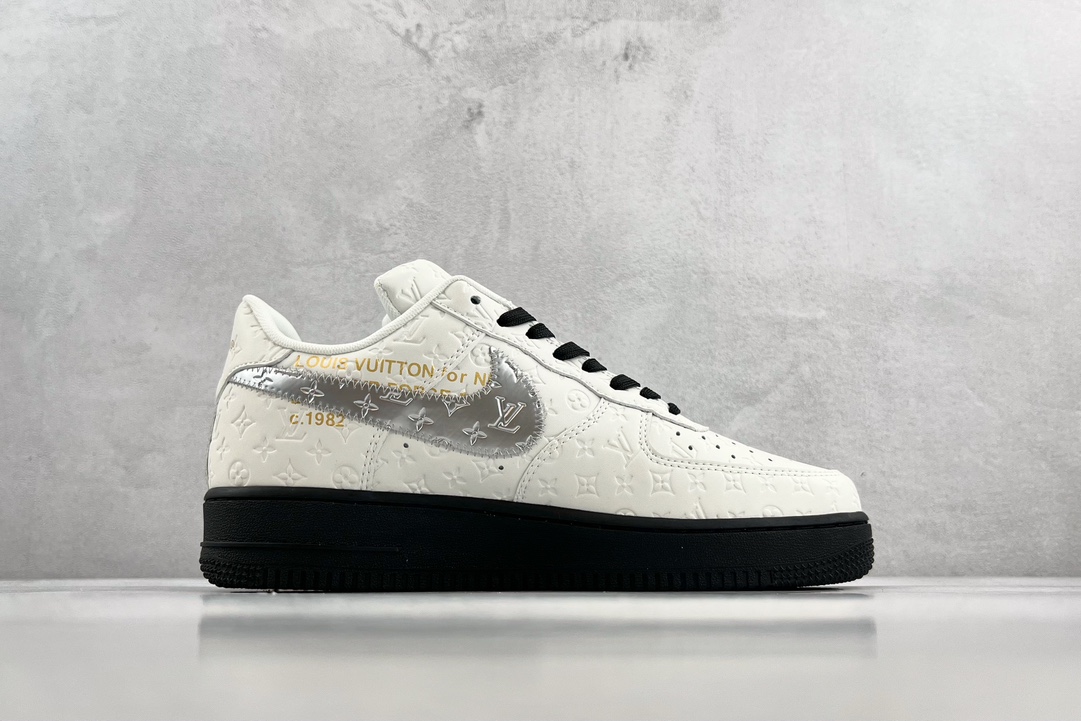 Louis Vuitton x Nike Air Force 1 Low Silver White LV joint name