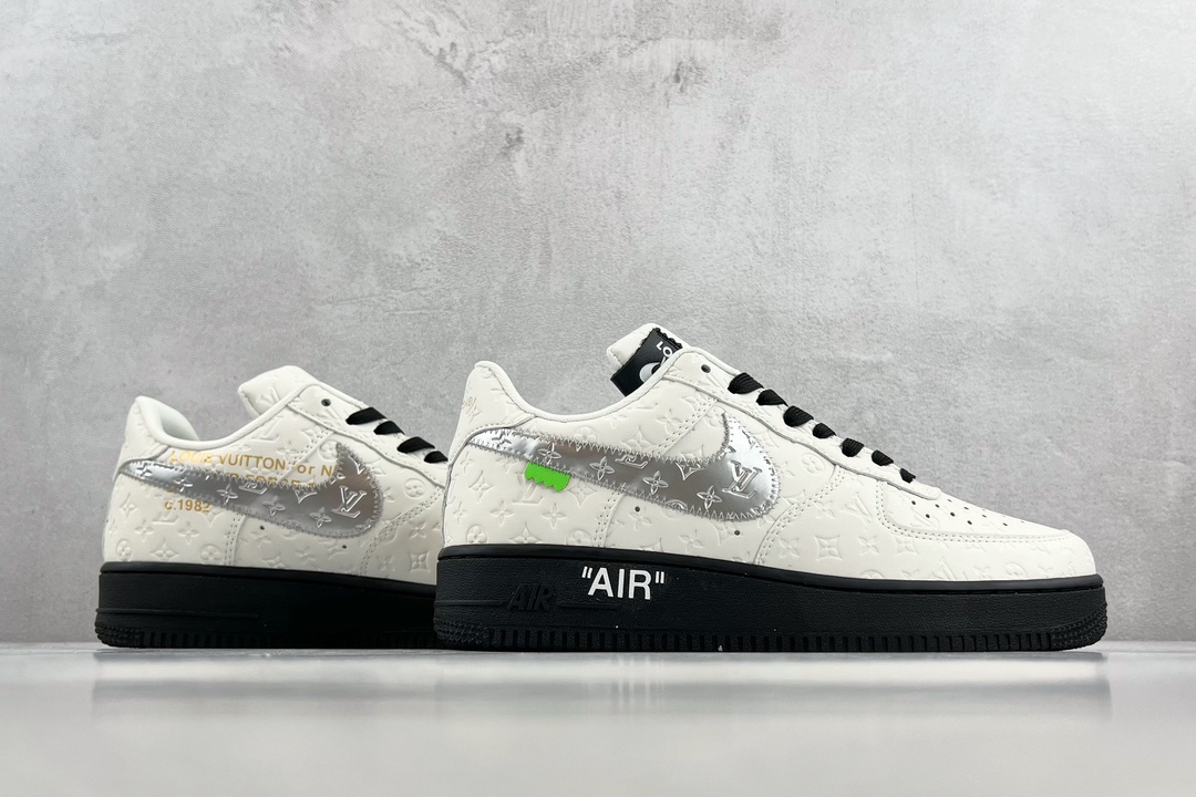 Louis Vuitton x Nike Air Force 1 Low Silver White LV joint name