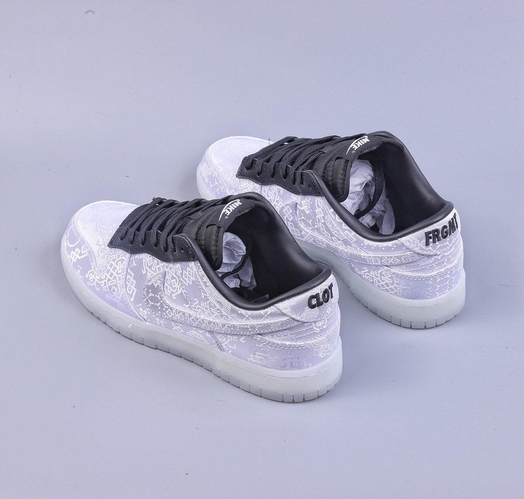 S2 NIKE DNK LOW x Fragment x Clot trilogy co-branded white silk tear and low-top sports casual shoe FN0315-110