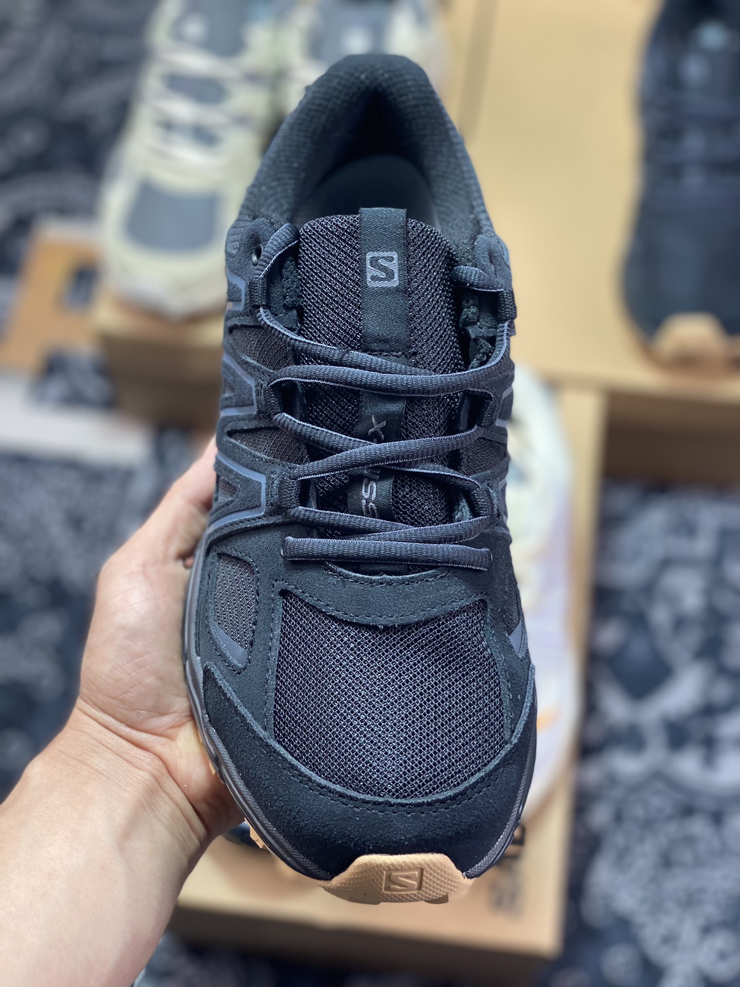 240 萨洛蒙/Salomon X-Mission 4 Suede”Black/Ebony/Gum”使命4代系列跑步鞋“黑灰生胶”416175