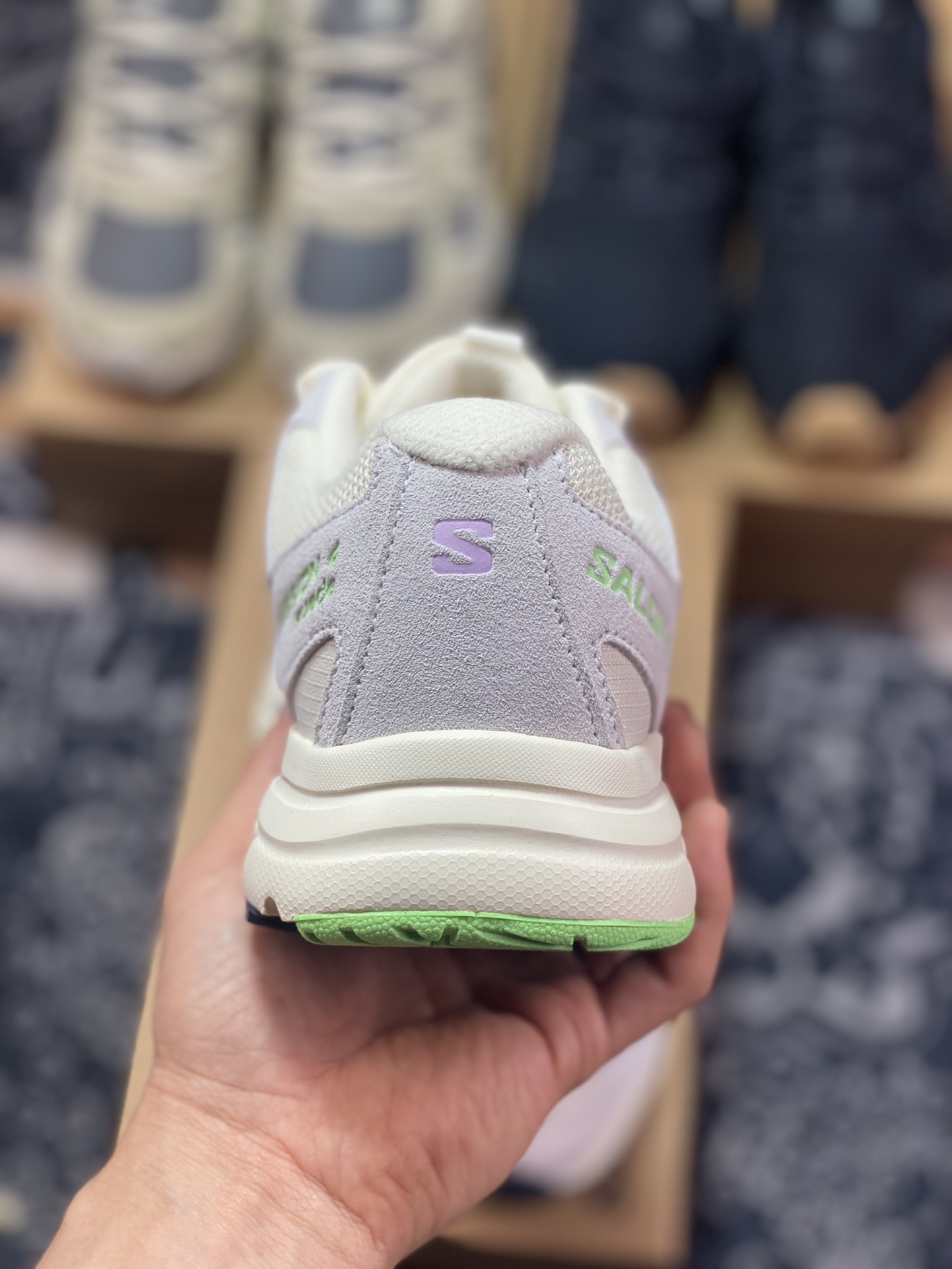 240 萨洛蒙/Salomon X-Mission 4 Suede”Milky White/Purple/Volt”使命4代系列跑步鞋“奶白浅紫橙绿”471384