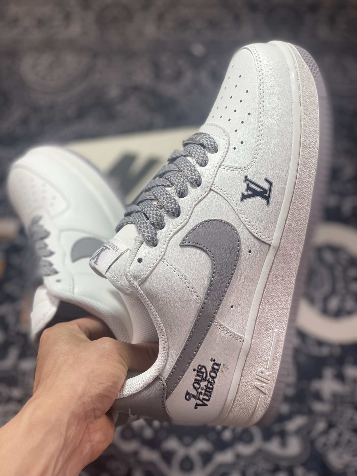 Louis Vuitton X Nike Air Force 1 07 Lv8 ”White/Grey/Black LV” Air Force No. 1 Shoes ”White Gray Black LV Print” BS9055-308