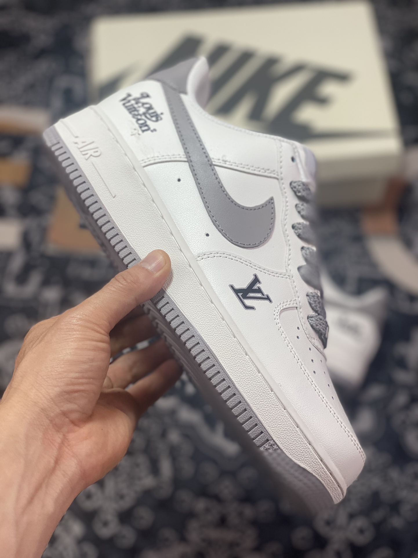 Louis Vuitton X Nike Air Force 1 07 Lv8 ”White/Grey/Black LV” Air Force No. 1 Shoes ”White Gray Black LV Print” BS9055-308