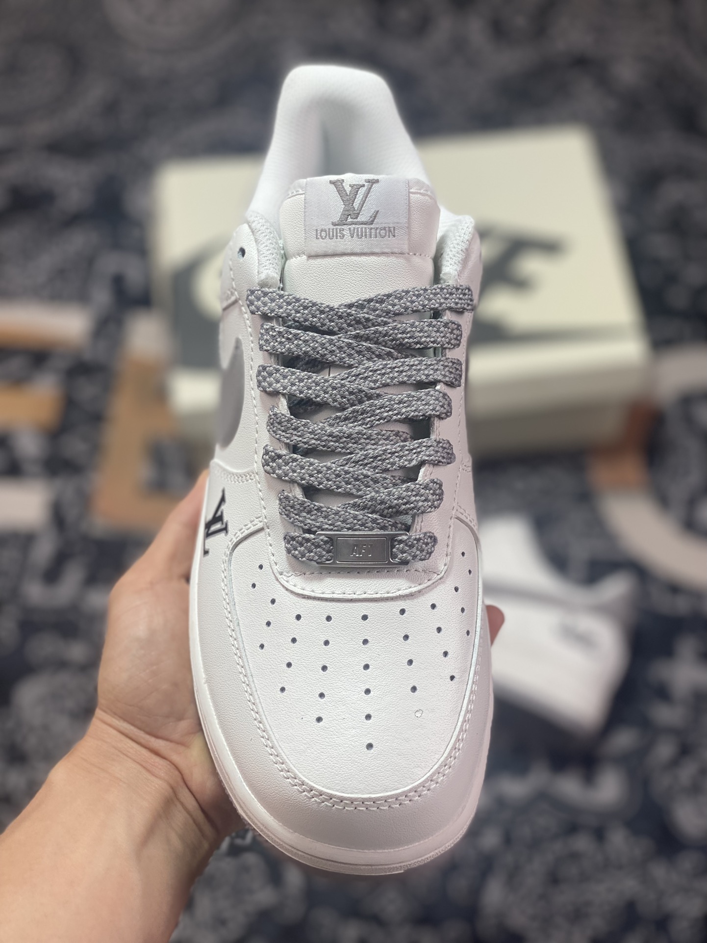 Louis Vuitton X Nike Air Force 1 07 Lv8 ”White/Grey/Black LV” Air Force No. 1 Shoes ”White Gray Black LV Print” BS9055-308