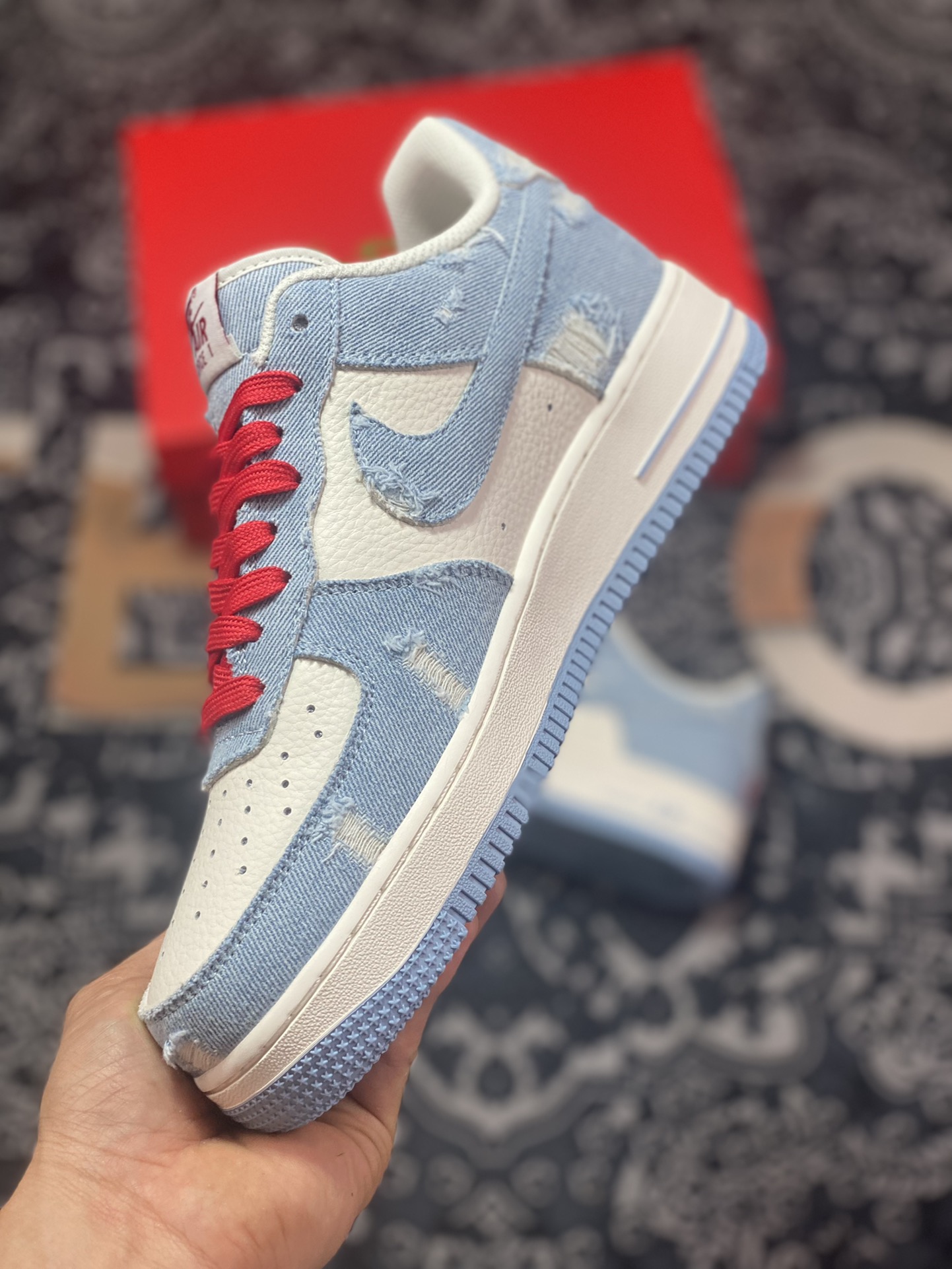 240 Levi's x Nike Air Force 1 07 Low”Exclusive Denim”空军一号经板鞋“拼接米白浅蓝磨破牛仔布”VT5698-566