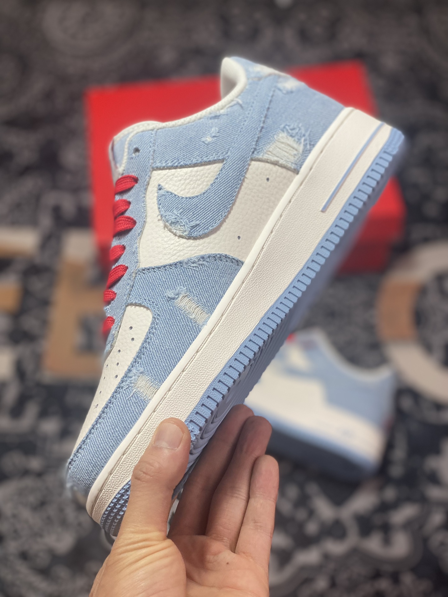 240 Levi's x Nike Air Force 1 07 Low”Exclusive Denim”空军一号经板鞋“拼接米白浅蓝磨破牛仔布”VT5698-566