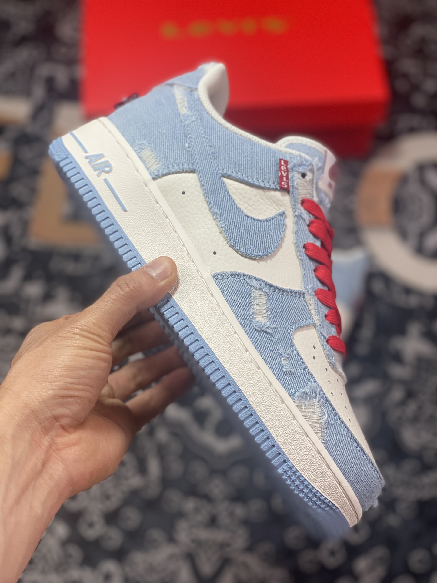 240 Levi's x Nike Air Force 1 07 Low”Exclusive Denim”空军一号经板鞋“拼接米白浅蓝磨破牛仔布”VT5698-566