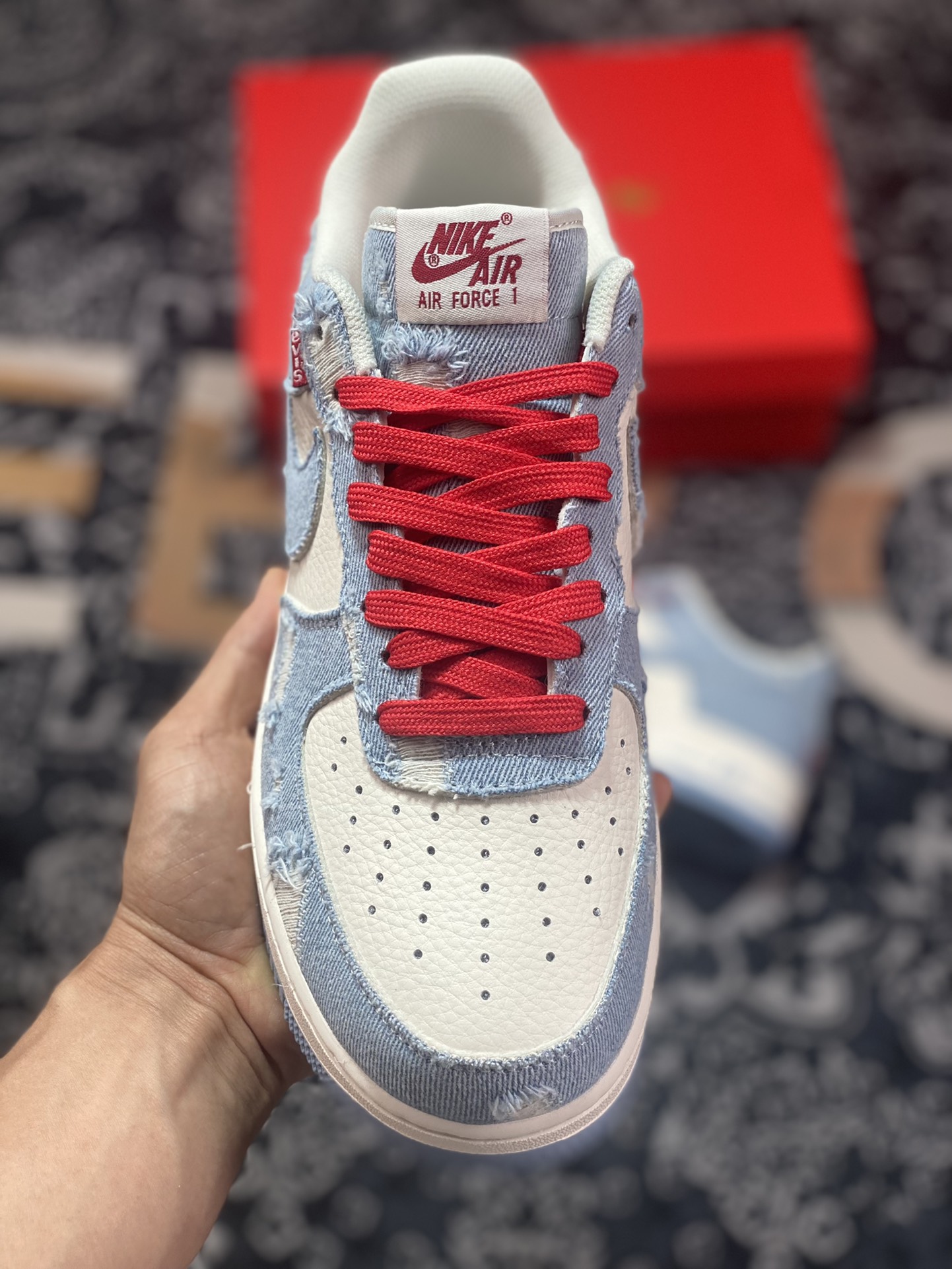 240 Levi's x Nike Air Force 1 07 Low”Exclusive Denim”空军一号经板鞋“拼接米白浅蓝磨破牛仔布”VT5698-566