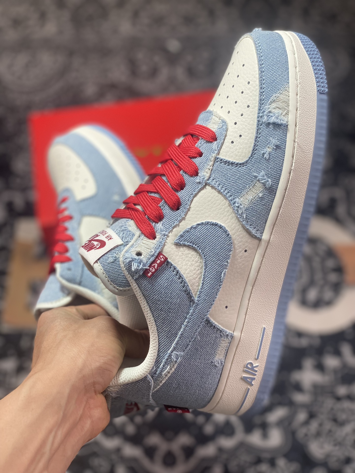 240 Levi's x Nike Air Force 1 07 Low”Exclusive Denim”空军一号经板鞋“拼接米白浅蓝磨破牛仔布”VT5698-566