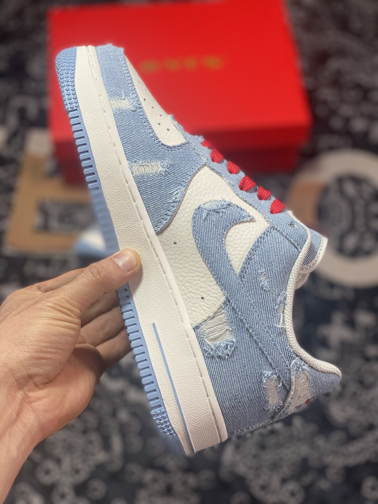 240 Levi's x Nike Air Force 1 07 Low”Exclusive Denim”空军一号经板鞋“拼接米白浅蓝磨破牛仔布”VT5698-566