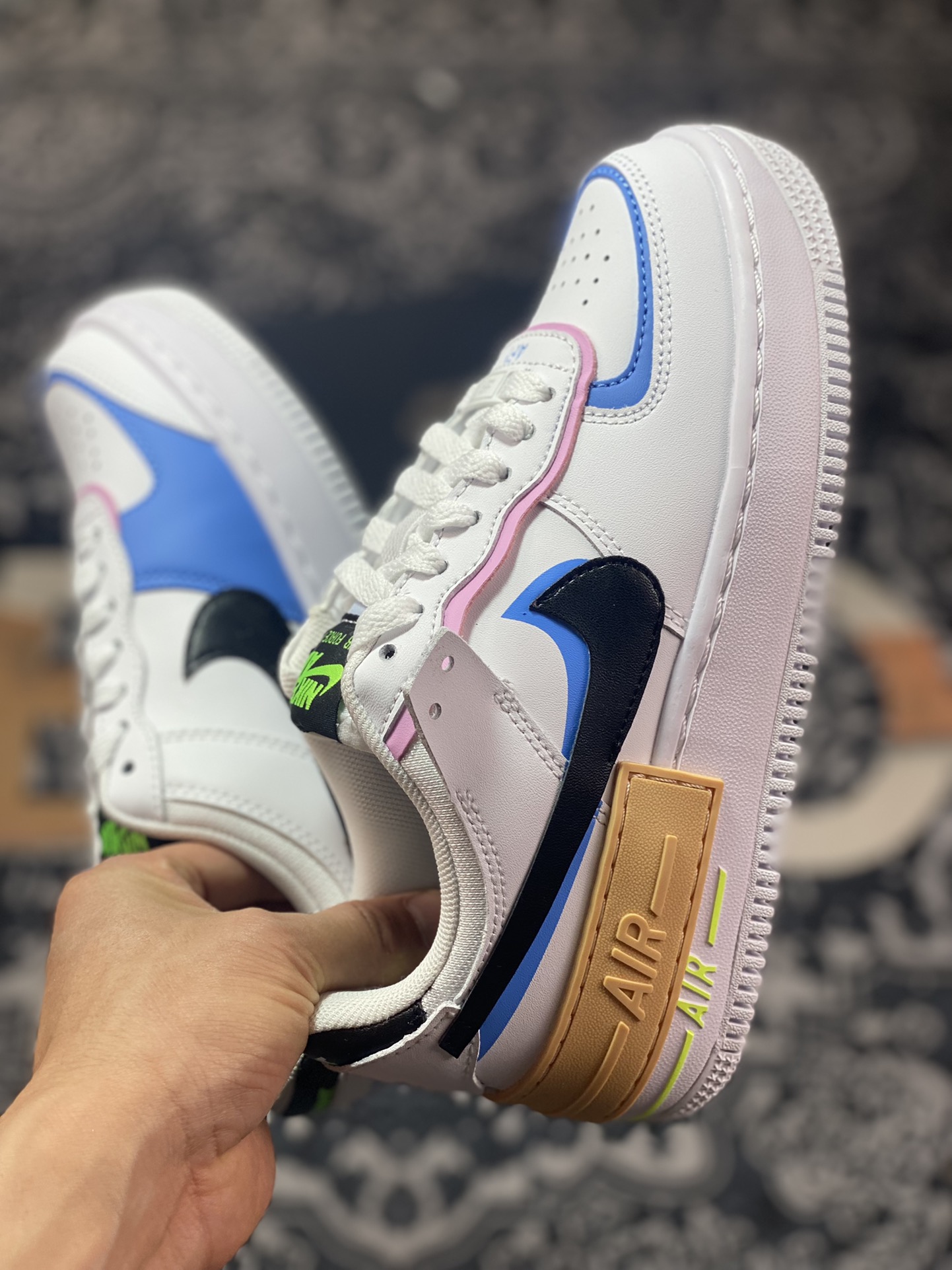 200 Nike WMNS Air Force 1 Shadow”Pastel”空军一号轻量板鞋“白黑北卡蓝紫”FJ0735-100