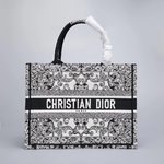Dior Book Tote Handbags Tote Bags Black Red White Embroidery