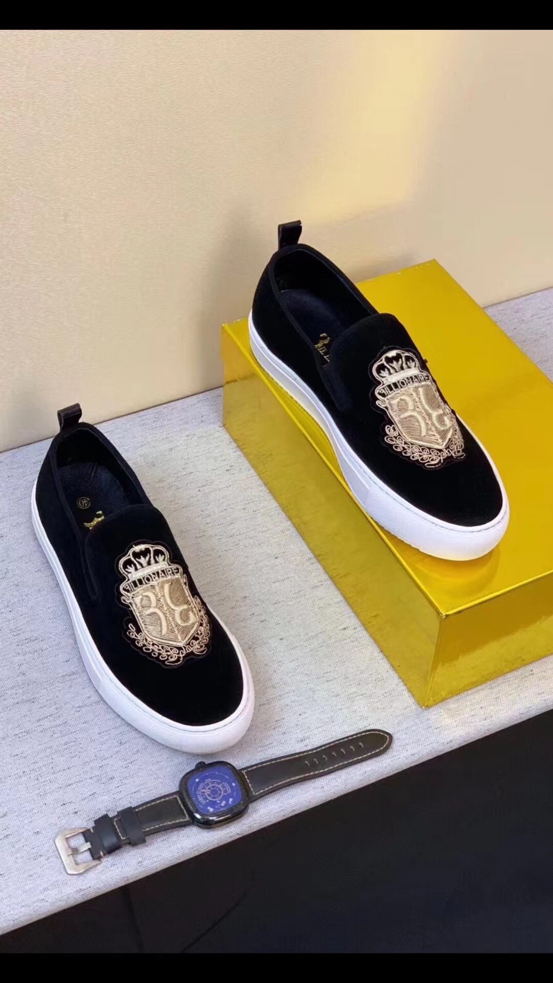 3illionaire Men's Black Embroidered Slip-On Sneakers - Size 38-44 6 i1681873872 2786 4