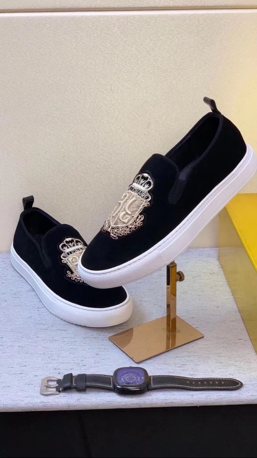 3illionaire Men's Black Embroidered Slip-On Sneakers - Size 38-44 5 i1681873872 3315 3