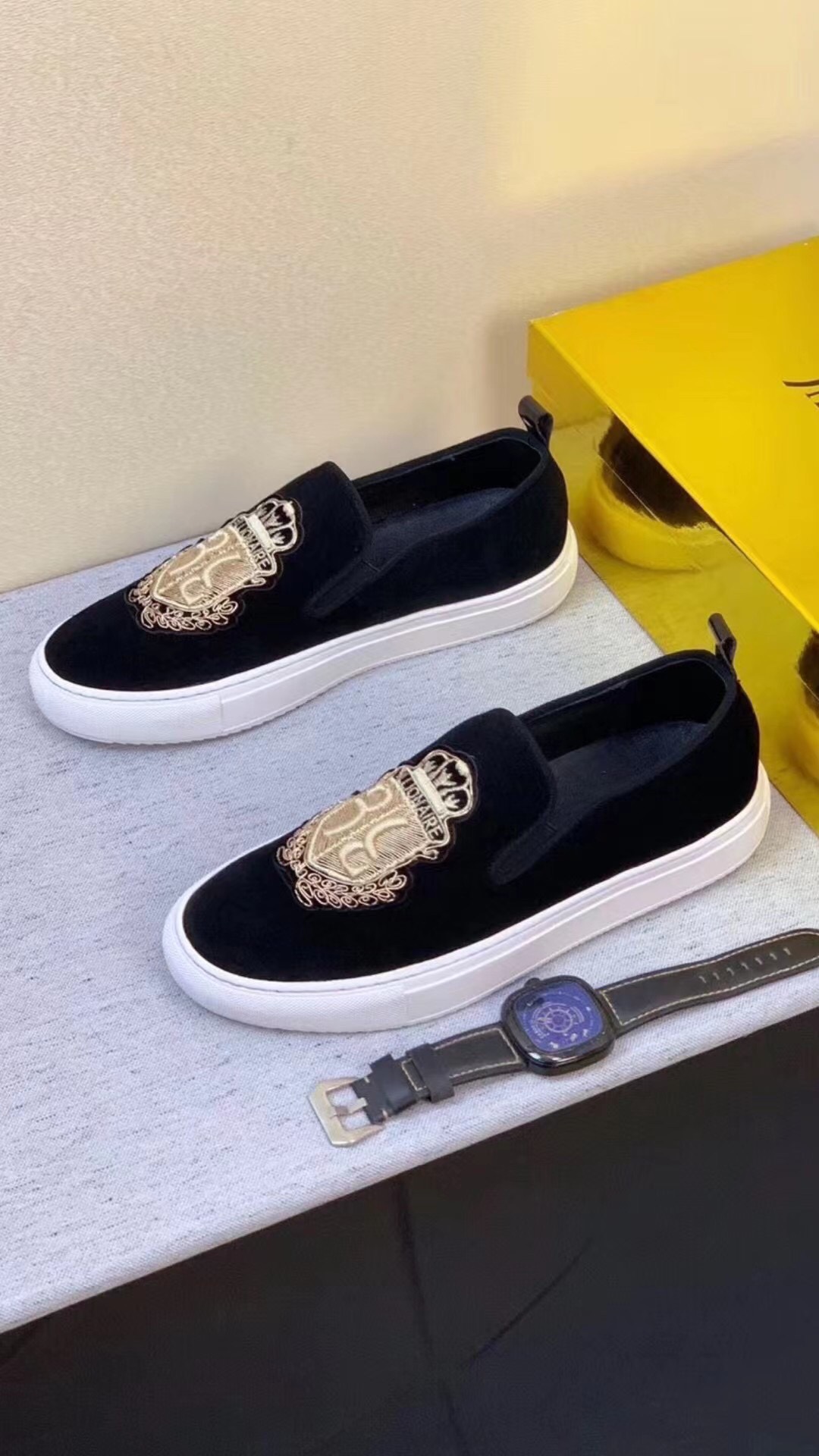3illionaire Men's Black Embroidered Slip-On Sneakers - Size 38-44 3 i1681873872 5758 1