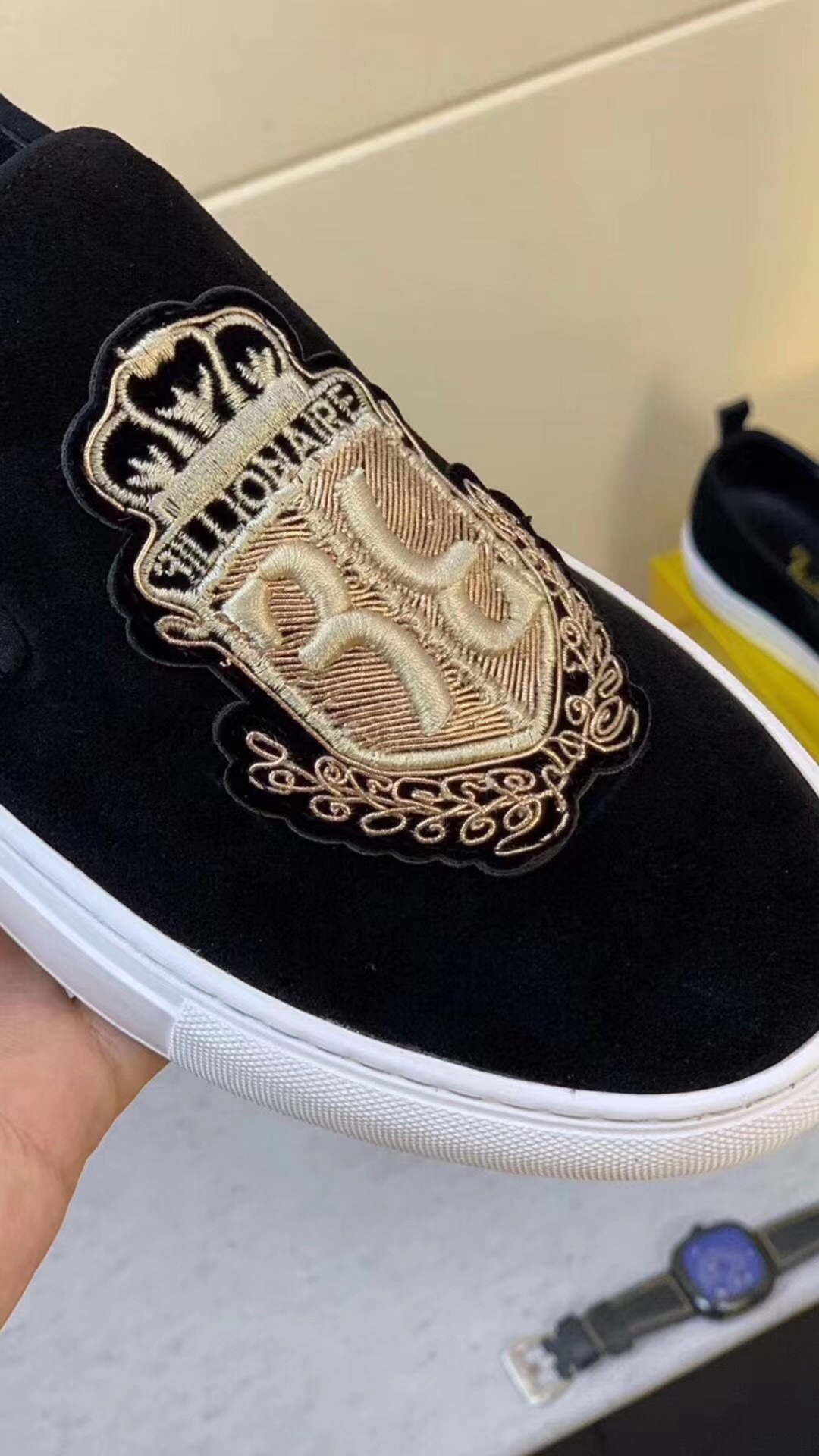 3illionaire Men's Black Embroidered Slip-On Sneakers - Size 38-44 7 i1681873872 8228 5