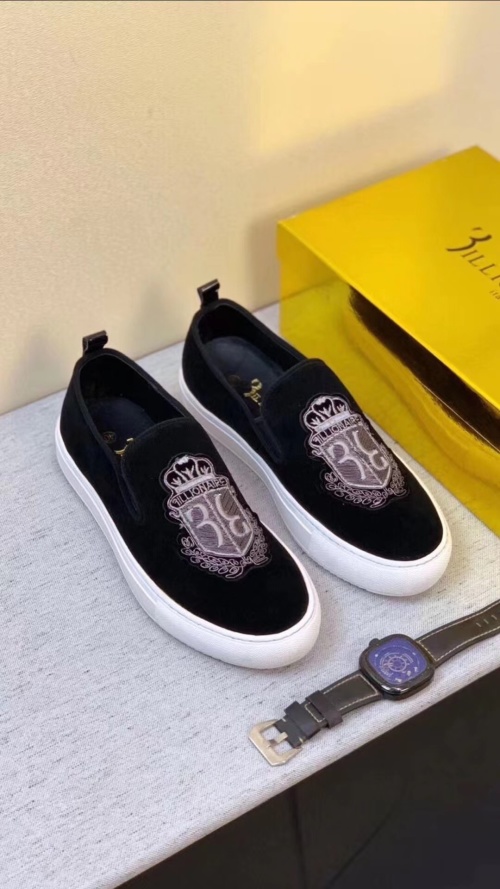 3illionaire Men's Black Suede Slip-On Sneakers with Embroidered Crest - Sizes 38-44 1 3illionaire Men's Black Suede Slip-On Sneakers with Embroidered Crest - Sizes 38-44
