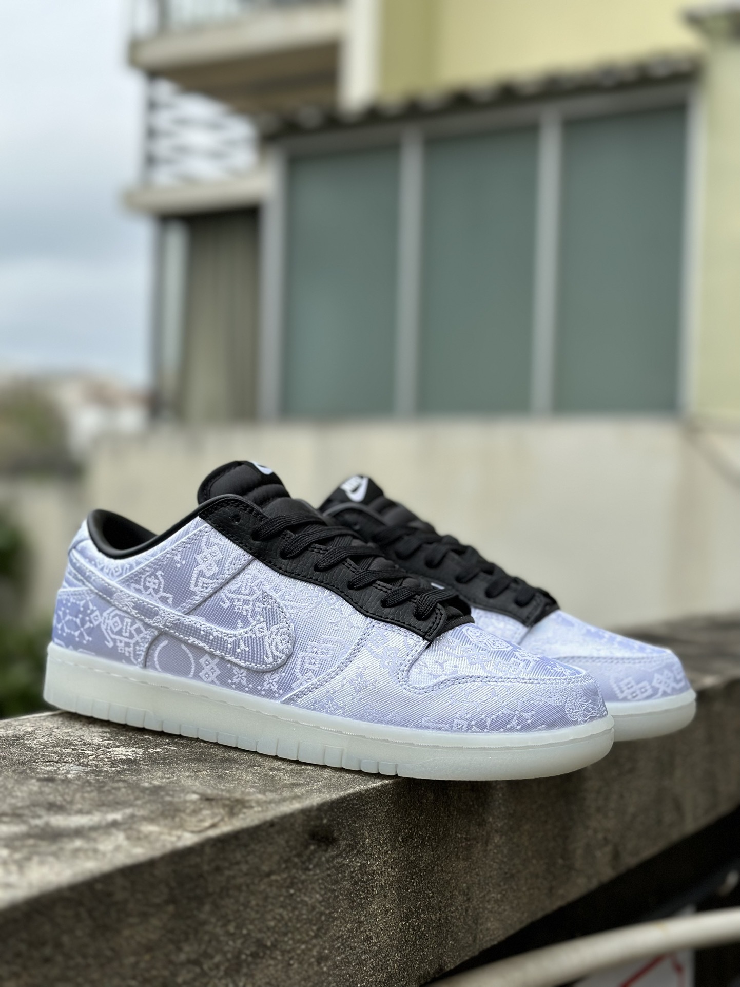 福利特价‼️ Fragment Design xCLOT xNikeDunkLow闪电白丝绸三方联名 藤