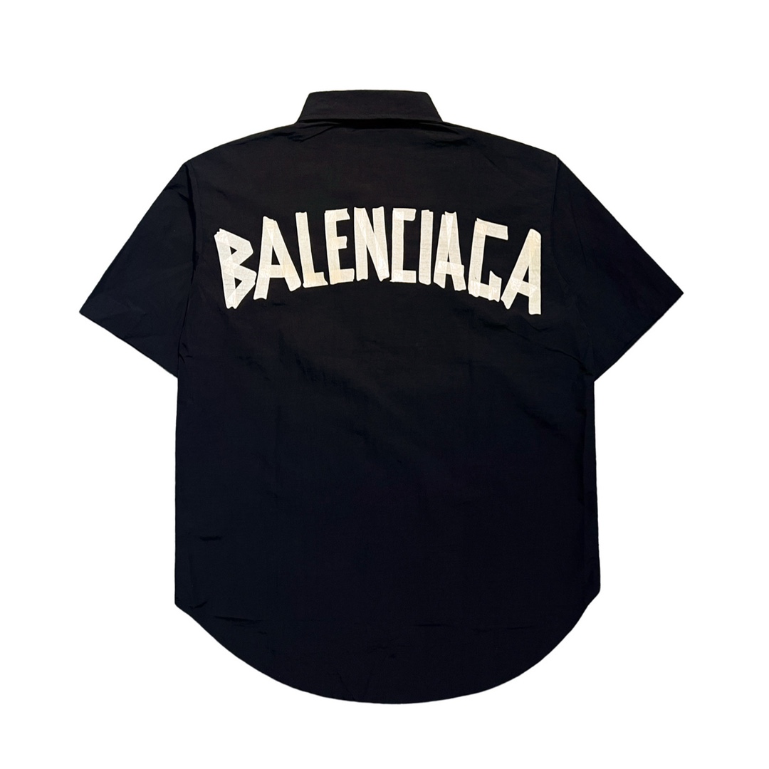 190 BALENCIAGA/巴黎世家胶带印花梭织速干休闲短袖衬衫