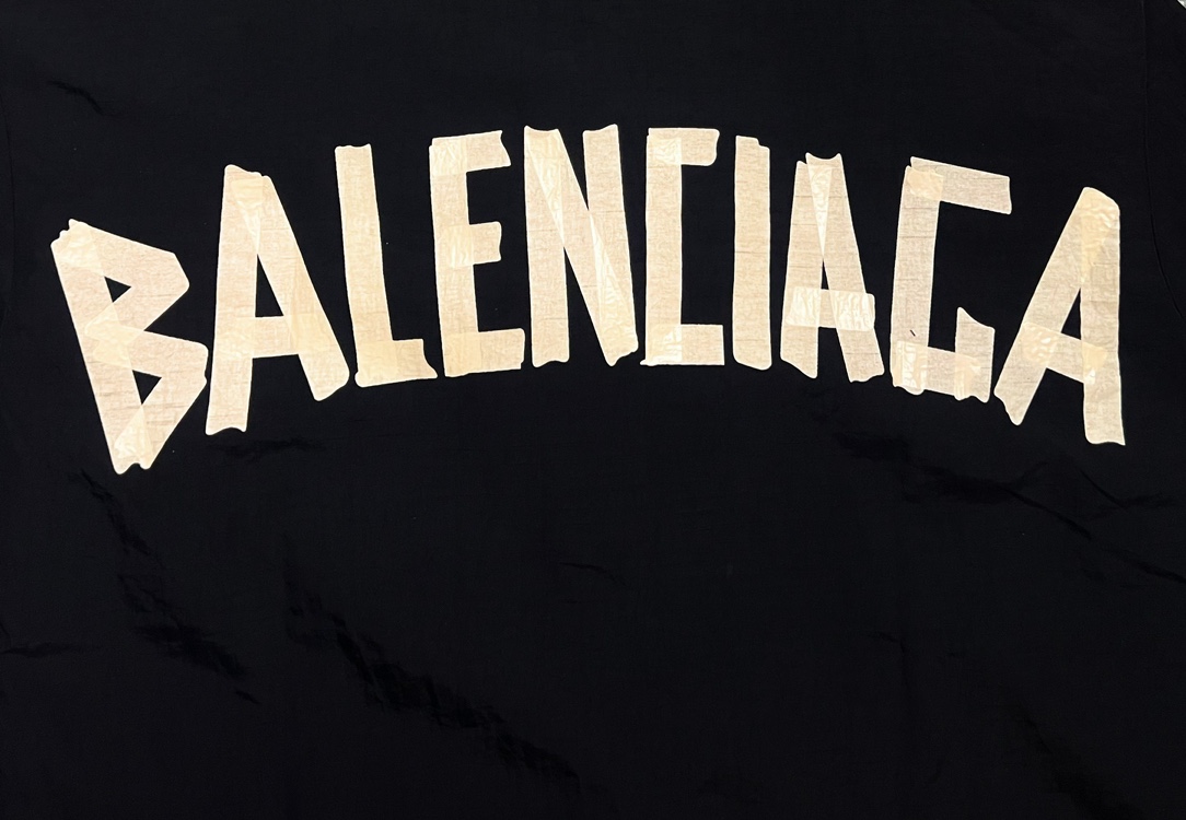 190 BALENCIAGA/巴黎世家胶带印花梭织速干休闲短袖衬衫